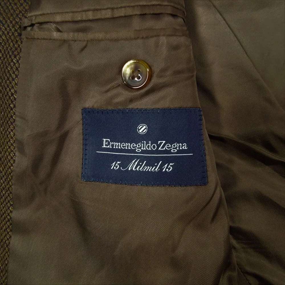 Ermenegildo Zegna 15 Milmil 15 Sport Coat Mens Brown Weave Wool Blazer Swiss